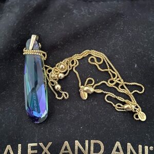 Alex and Ani Gold and Blue Minimalist Necklace